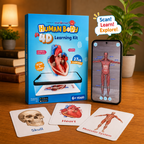 Spartan Kids Human Body 4D Learning Kit with 27 AR Flash Cards, Augmented Reality Anatomy Educational Toy, Voice Narration and 360 Degree View, STEM Science Gift for Boys and Girls Age 6+