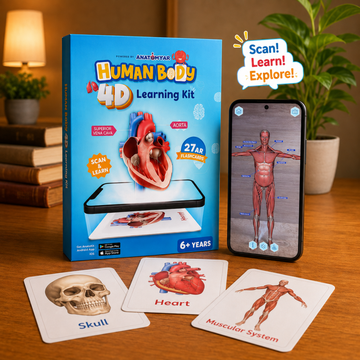 Spartan Kids Human Body 4D Learning Kit with 27 AR Flash Cards, Augmented Reality Anatomy Educational Toy, Voice Narration and 360 Degree View, STEM Science Gift for Boys and Girls Age 6+
