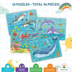 Ocean Jigsaw Puzzle for Kids (4 in a Box) 96 Puzzle Pcs