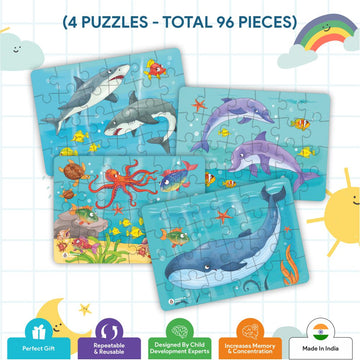 Ocean Jigsaw Puzzle for Kids (4 in a Box) 96 Puzzle Pcs