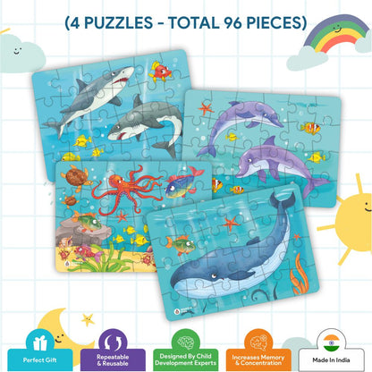 Ocean Jigsaw Puzzle for Kids (Set of 4) 96 Puzzle Pcs