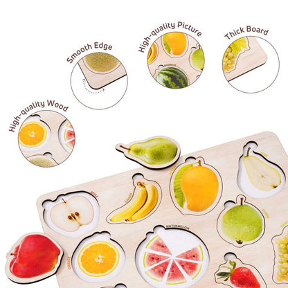 Wooden Fruit & Vegetable 3D Puzzle Set for Kids 3+ (Set of 2)