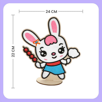 DIY Foam Clay Art Kit: Wooden Snail, Rabbit, Cupcake, Bee, Owl, Castle Board with Stand (Set of 6)
