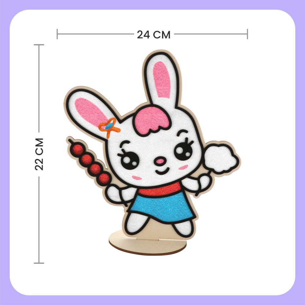 DIY Foam Clay Art Kit: Wooden Snail, Rabbit, Cupcake, Bee, Owl, Castle Board with Stand (Set of 6)