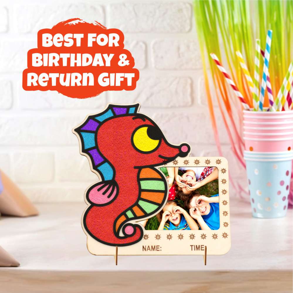 Spartan Kids® Wooden Foam Clay Art Photo Frame - Sea Horse Design