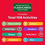 Activity Flash Cards for Kids 4+ with Wipe-Clean Marker (108 Cards)