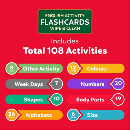 Activity Flash Cards for Kids 4+ with Wipe-Clean Marker (108 Cards)