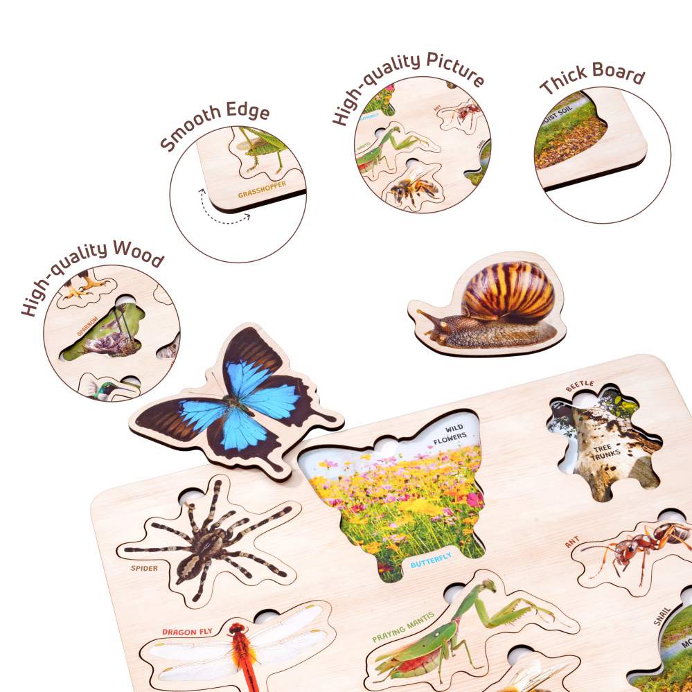 Wooden Birds & Insect 3D Puzzle Set for Kids 3+ (Set of 2)