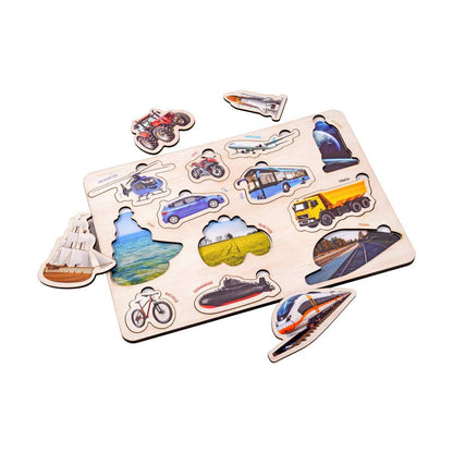 Wooden Shapes & Vehicles 3D Puzzle Set for Kids 2+ (Set of 2)