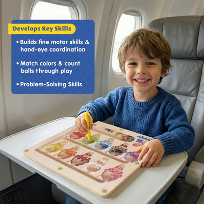 Spartan Kids 3-in-1 Ice Cream Magnetic Maze – Wooden Color Sorting & Number Counting Puzzle Board with Magnetic Wand