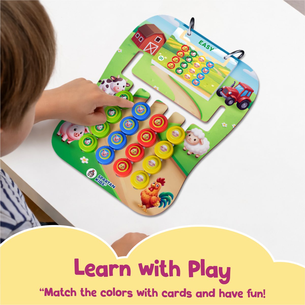 Fun Farm Coder — Educational Pattern Matching Game for Kids Ages 3+ | STEM Toy | Screen-Free Logic Puzzle | Spartan Kids