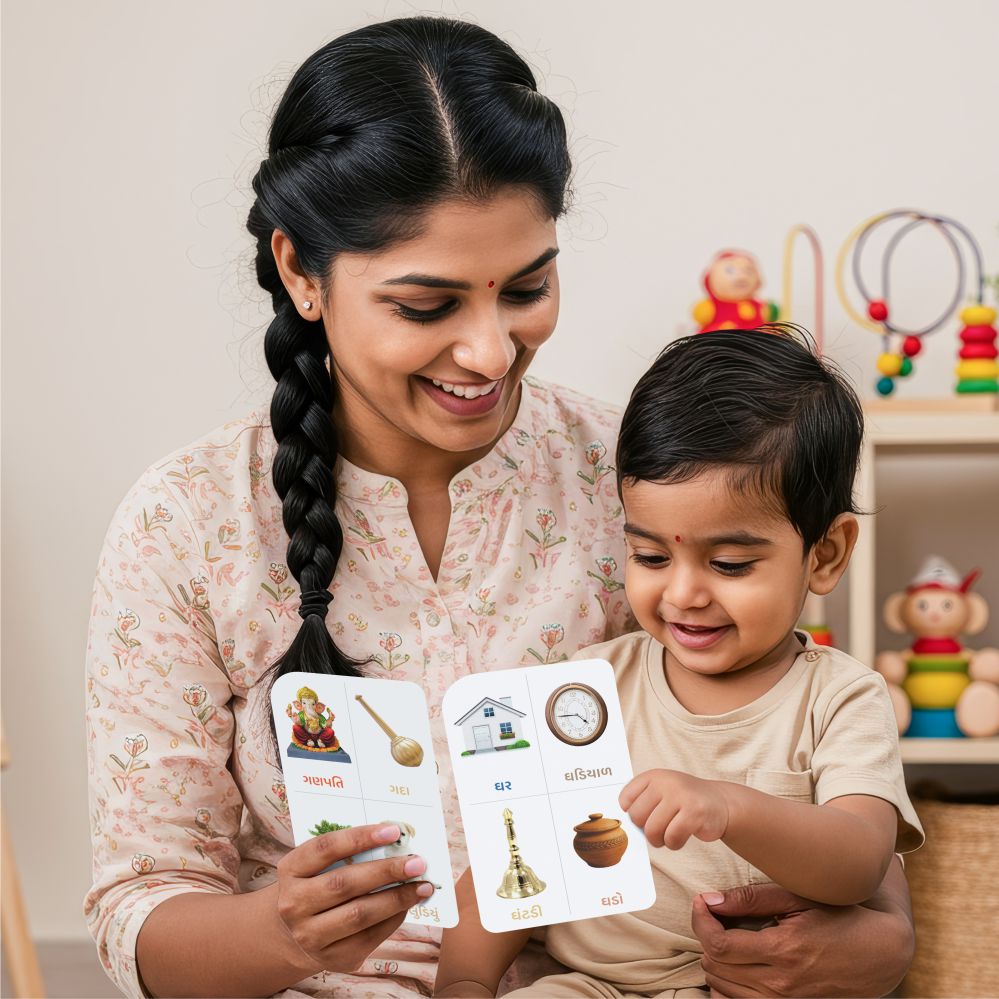 Gujarati Varnamala Flashcards: 56 Vibrant Double-Sided Cards