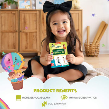 Action Flashcards for Kids – 27 Verb Picture Cards | Montessori (Ages 2-6)