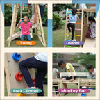 7-in-1 Wooden Kids Play Gym Set with Slide, Swing, Monkey Bars & Climbing Frame | Indoor Outdoor Activity Playset