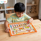 Spartan Kids Maze Runner Magnetic Maze Board Game for Kids 3+ Years | Wooden Magnetic Ball Maze Puzzle | Number Counting, Colour Sorting, Fine Motor Skills & Problem Solving Educational Toy