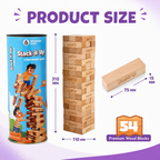 Stack-It-Up Wooden Blocks Game for Kids & Adults, 54 Piece Tumbling Tower, Indoor Family Board Game, Balancing & Building Blocks, Brain Games for Age 6+ Years