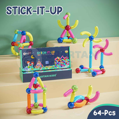 Spartan Kids Magnetic Building Sticks Blocks 64 pcs – Educational Toys for Toddlers