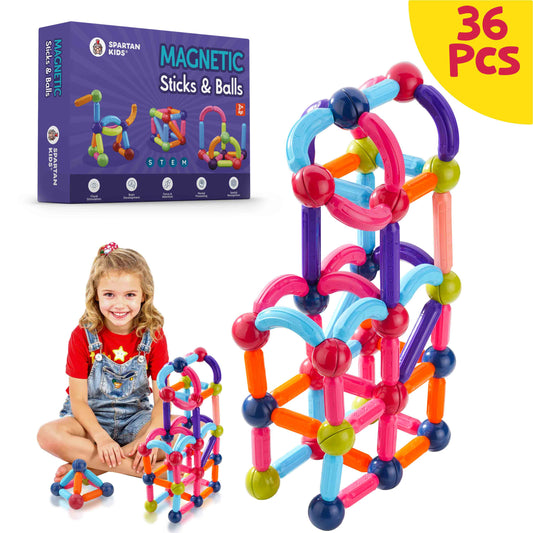 Spartan Kids Magnetic Building Sticks Blocks 36 pcs – Educational Toys for Toddlers