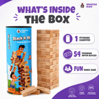 Stack-It-Up Wooden Blocks Game for Kids & Adults, 54 Piece Tumbling Tower, Indoor Family Board Game, Balancing & Building Blocks, Brain Games for Age 6+ Years