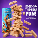 Stack-It-Up Wooden Blocks Game for Kids & Adults, 54 Piece Tumbling Tower, Indoor Family Board Game, Balancing & Building Blocks, Brain Games for Age 6+ Years