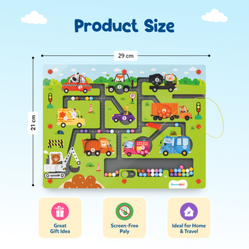 Animals & Vehicles Magnetic Maze | Magnetic Pen Bead Maze with Animals, Vehicles & Math Challenges | Builds Fine Motor Skills & Early Learning | No-Mess Activity Toy