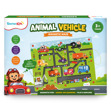 Animals & Vehicles Magnetic Maze | Magnetic Pen Bead Maze with Animals, Vehicles & Math Challenges | Builds Fine Motor Skills & Early Learning | No-Mess Activity Toy
