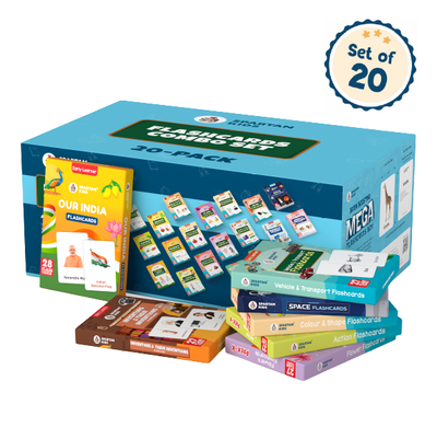 Flashcards Combo Set 20-Pack | 540 Educational Flashcards for Kids Ages 2–6 | Alphabets, Animals, Vegetables, Professions & More | 27 Cards per Box | Spartan Kids