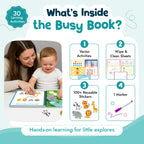 Spartan Kids My First Busy Book, 30 Montessori Learning Activities, Wipe and Clean Sheets, 100+ Reusable Stickers, for Toddlers