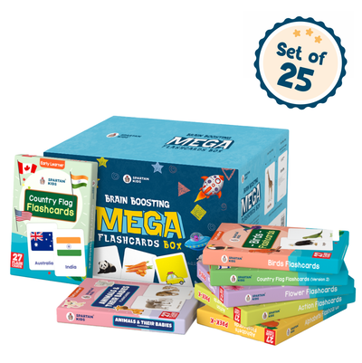 Brain Boosting Mega Flashcards Box — 25-Pack | 675 Educational Flashcards for Kids Ages 2–8 | Spartan Kids